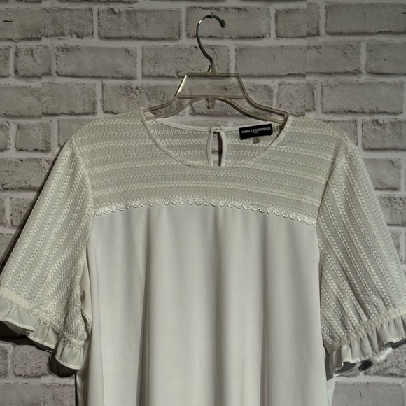 Karl Lagerfeld, short sleeve, crochet and ruffle blouse - Picture 9 of 10